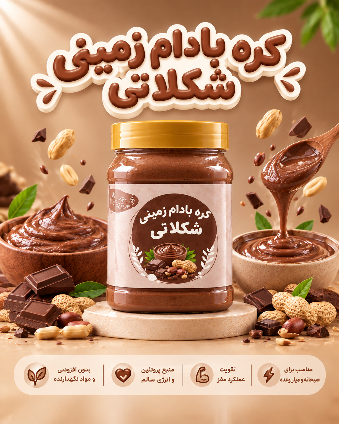 کره بادام زمینی شکلاتی